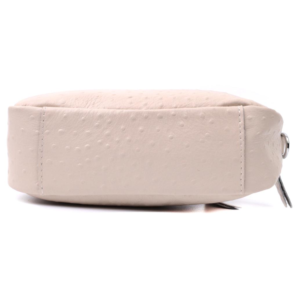 Textured Women's Bag Made of Genuine Leather Vintage 22660 White
