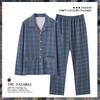 Men's Plus Size Long-Sleeve Plaid Cotton Pajamas for Spring & Autumn, Suitable for Outdoor Wear.