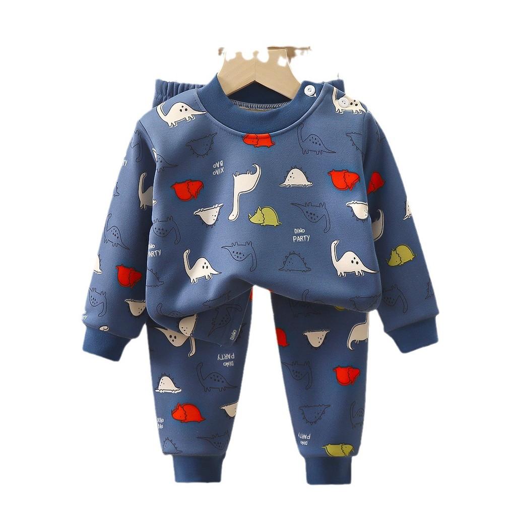 Childrens Warm Milk Silk Pajamas With Animal Prints For Autumn And Spring