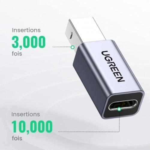 Adaptateur Imprimante USB 2.0 - UGREEN - Mâle vers Type C Femelle - Blanc - Connecteur USB - Imprimante