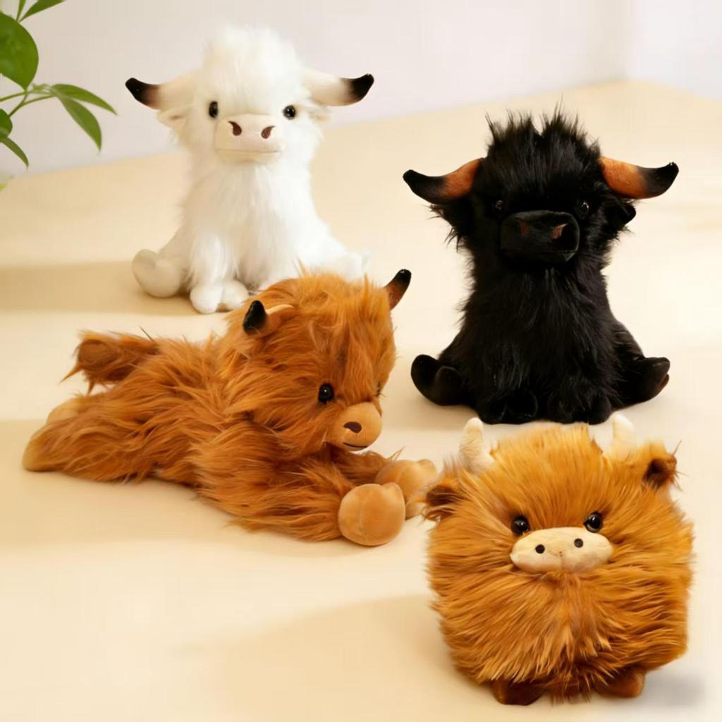 Kawaii Simulation Hochlandrind Plüschtiere Tier Kuh Stofftier Wildyak Plüsch Weiche Puppe Geburtstagsgeschenk Kinder Mädchen Junge Bison Dekoration