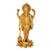Pure Brass Standing Four Armed Vishnu Statue, Home Decor, Religious - 12.5 Inch