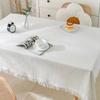 French Rustic Interweaving Grid Tablecloth Tassel Edge Coffee Table Mat Table Cover  Bedside Table