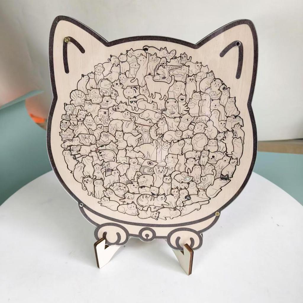 Cats Shaped Wooden Puzzle - A Unique Animal-shaped Wooden Puzzle Gift