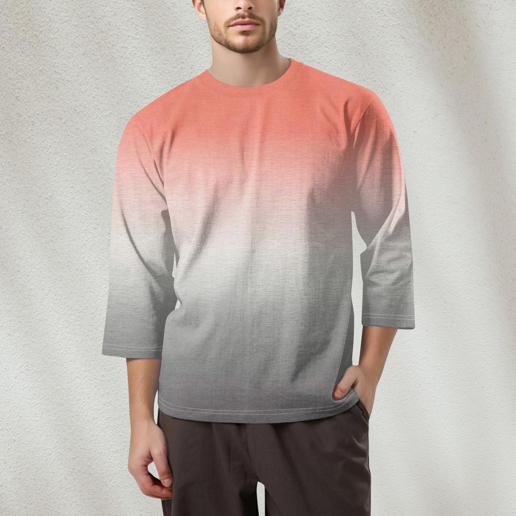 Men's Fashion Printed Round Neck 3/4 Sleeve Tops T-Shirt