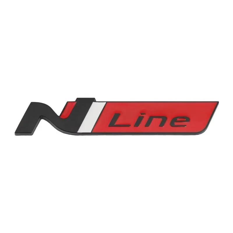 Kovové 3D logo N LINE Zadní emblém nálepka na kufr auta Odznak na karoserii pro Hyundai Accent Sonata Kicks Reina vq1