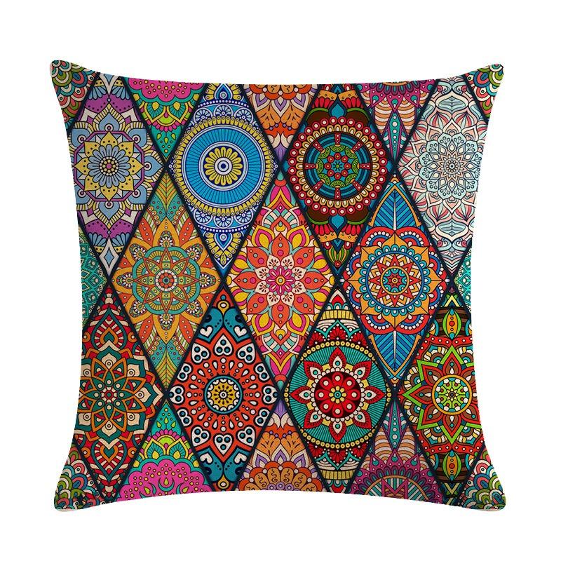 Mandala Pillowcase Square Cushion Cover Pillow Double Sided Ethnic Flower Bohemian Office Sofa Pillow