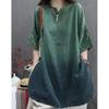 2026 Summer Retro Tie-Dye Oversized Linen Shirt - Loose Fit Mid-Sleeve Top