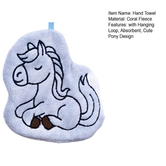Tecknad Häst Handduk Tvättbar Absorberande Handduk Söt Ponny Handduk med Hängögla för Kök Badrum Heminredning