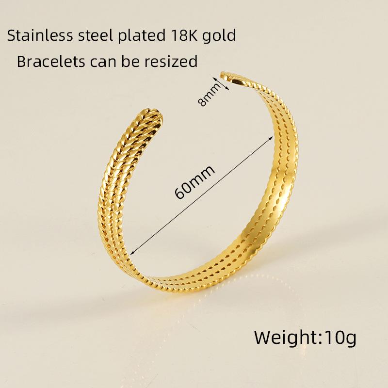 Retro Titanium Steel Adjustable C-Shaped Bangle - European & American INS Style Stainless Steel Women's Bracelet