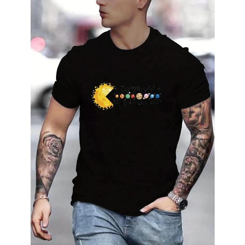 

Solar System Planets Print T-shirts Casual Quick Drying Breathable Running Training Short Sleeve Pure Cotton Men s T-shirts 3XL
