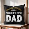 Best Dad Ever Fathers Day Cushion Cover Natural Linen Organic Fabric DoubleSided Printing Couch Pillow Covers Home Decor