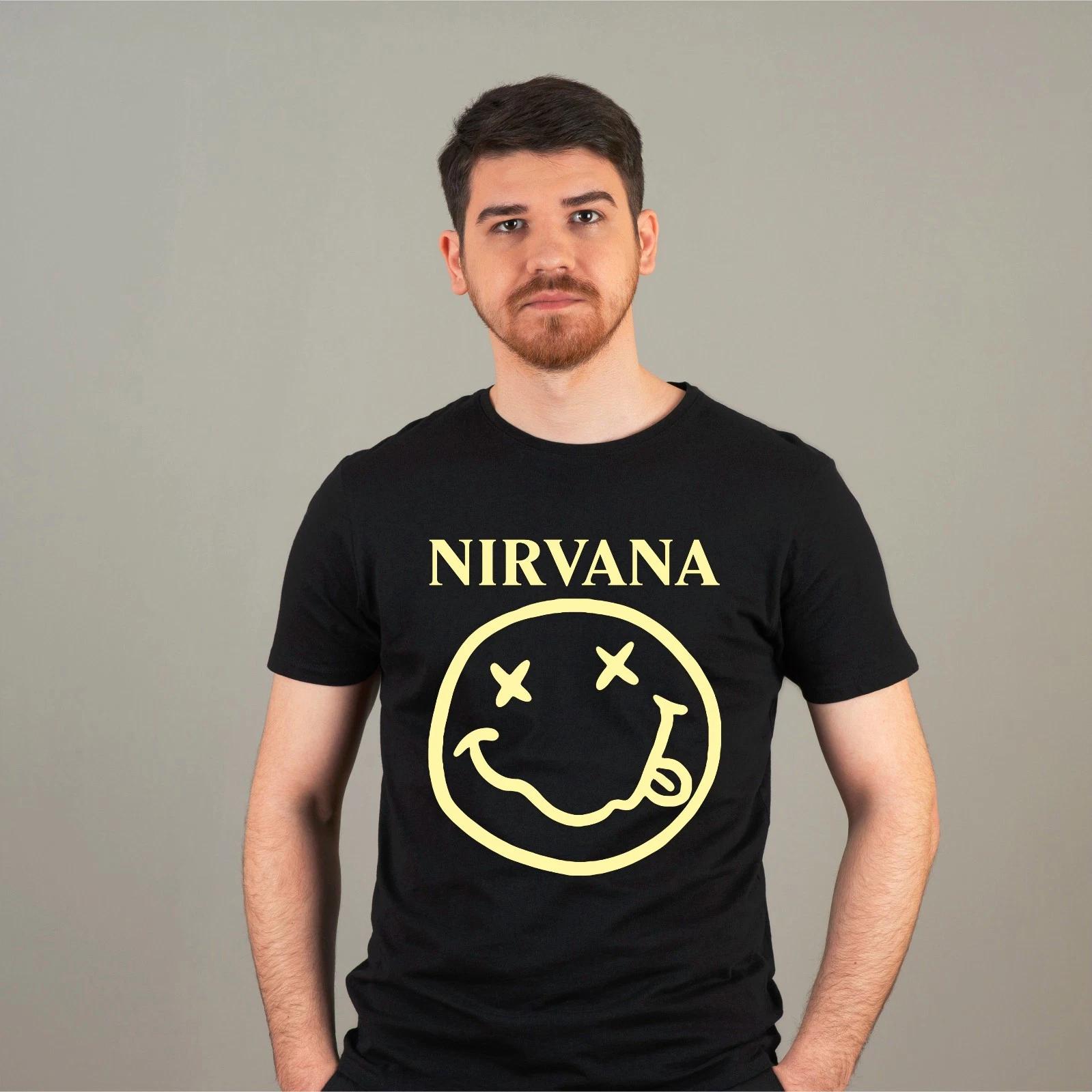 NIRVANA Logo T-Shirt, Grunge Retro Vintage Unisex Printed Men s Tee XL