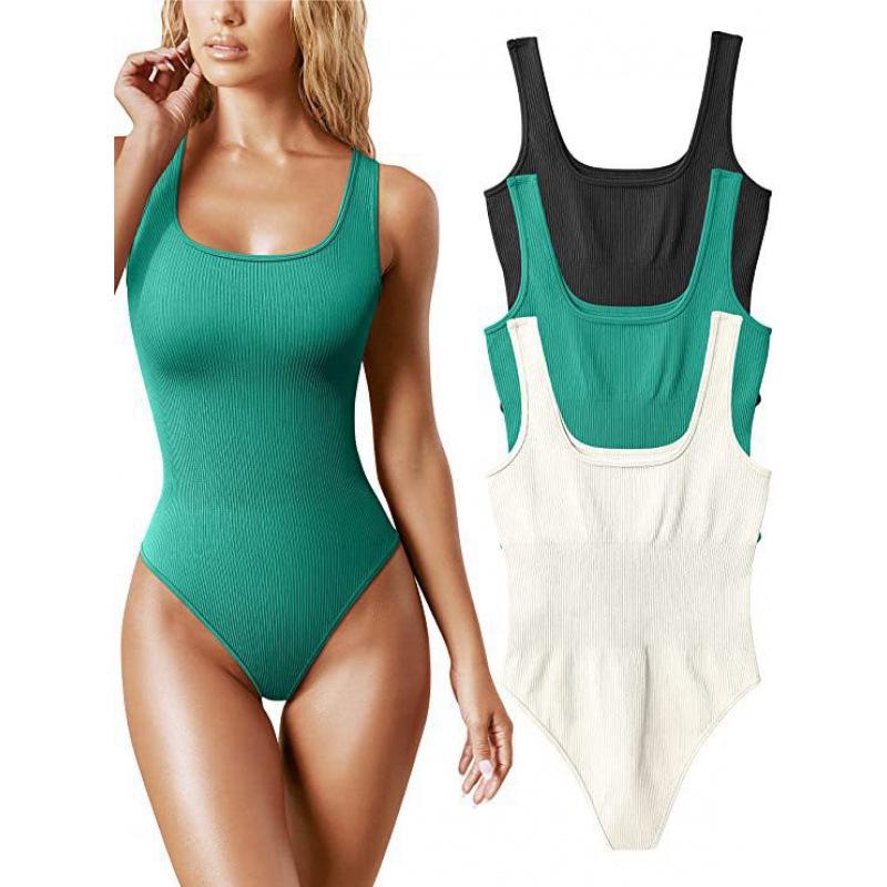 Women's U-Neck Sleeveless Tank Top Bodysuit for European and American Markets