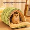 Winter Warm Cat Cave Bed Enclosed Plush House with Removable Washable Cushion Non-Slip Bottom for Indoor Cats Stable Base