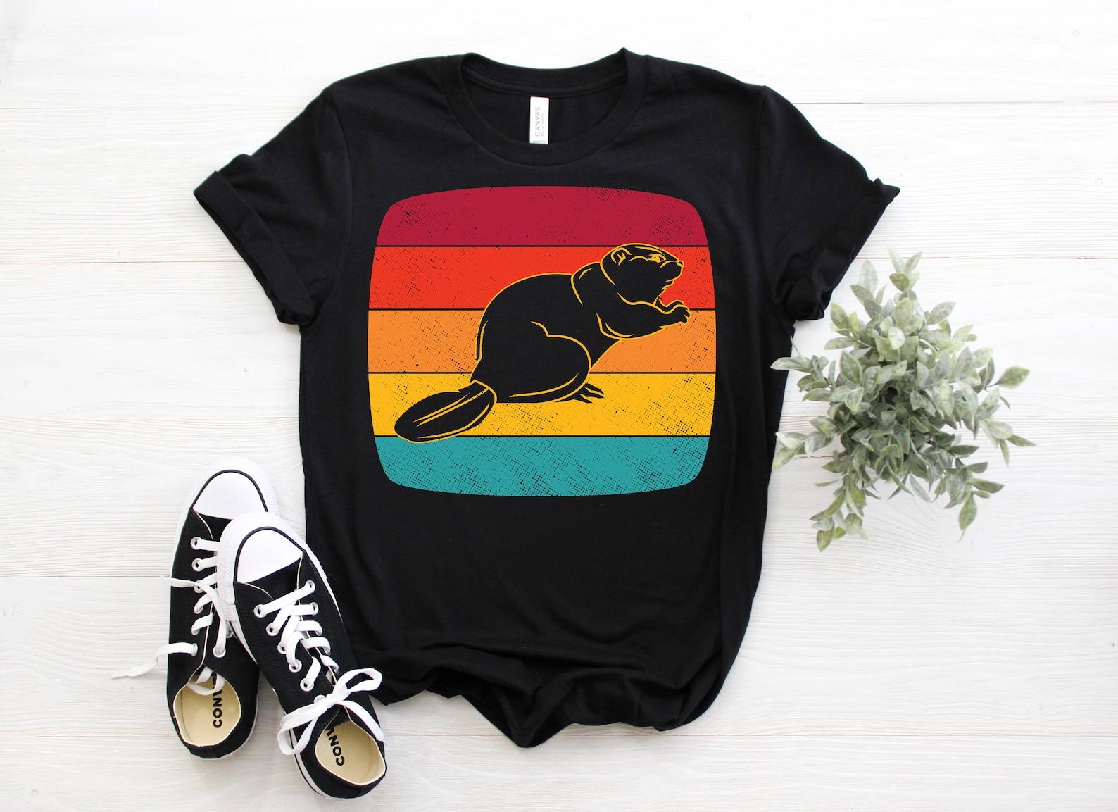Beaver Vintage Retro T-Shirt, Funny Beavers Lover Gifts, Cute Rodents River Animal Costume, Beaver Day, Birthday Present Visit Zoo Zookeeper 160