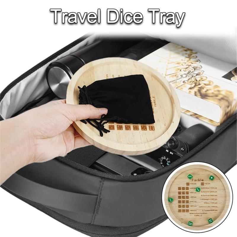 Practical-Dice Game Tray Wooden Classic Dice Game With Tray Dice Dish Family Game Exciting Games For Adults Kids Includes Six Di