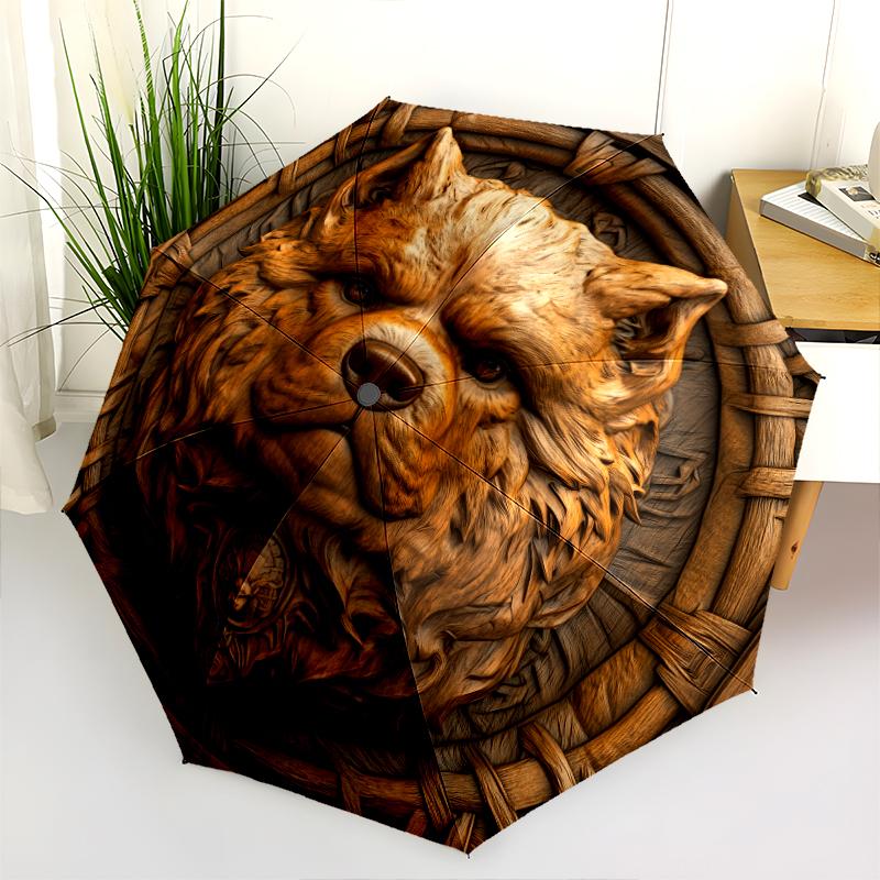 Chow Chow Muster, automatischer Regenschirm, tragbares und faltbares Design, 8 Rippen, ein Weihnachts- oder Geburtstagsgeschenk.
