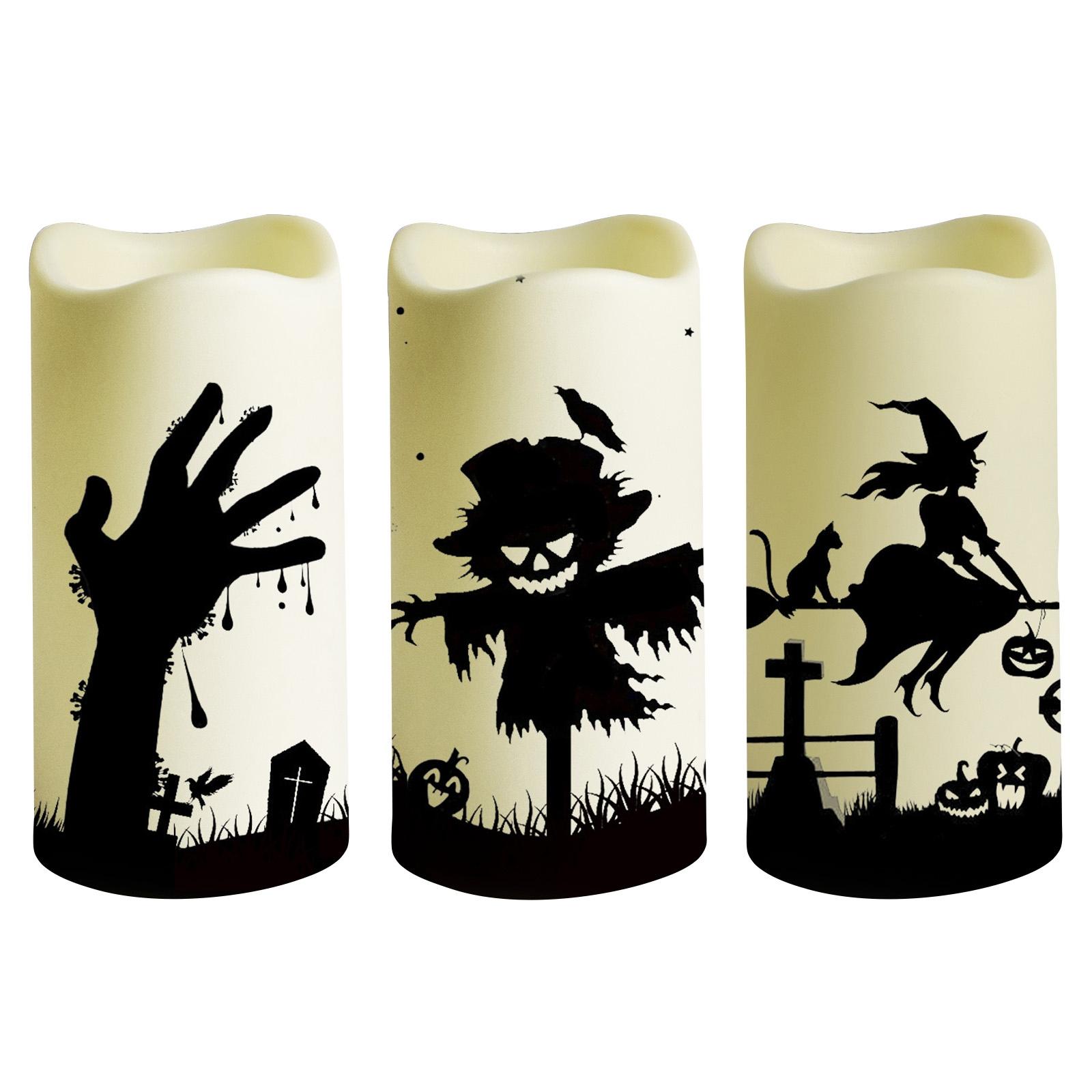 

Хэллоуинские мигающие свечи на батарейках, набор из 3 штук, страшные украшения