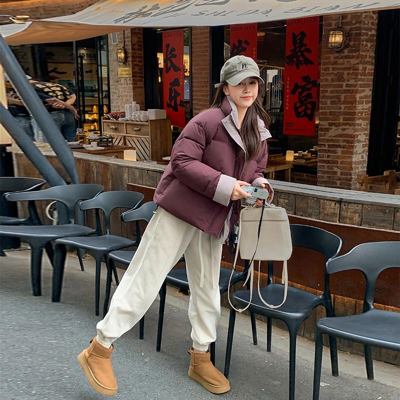 Autumn Winter Thicken Warm Parka Women Casual Solid Color Loose Short Jackets Outwear