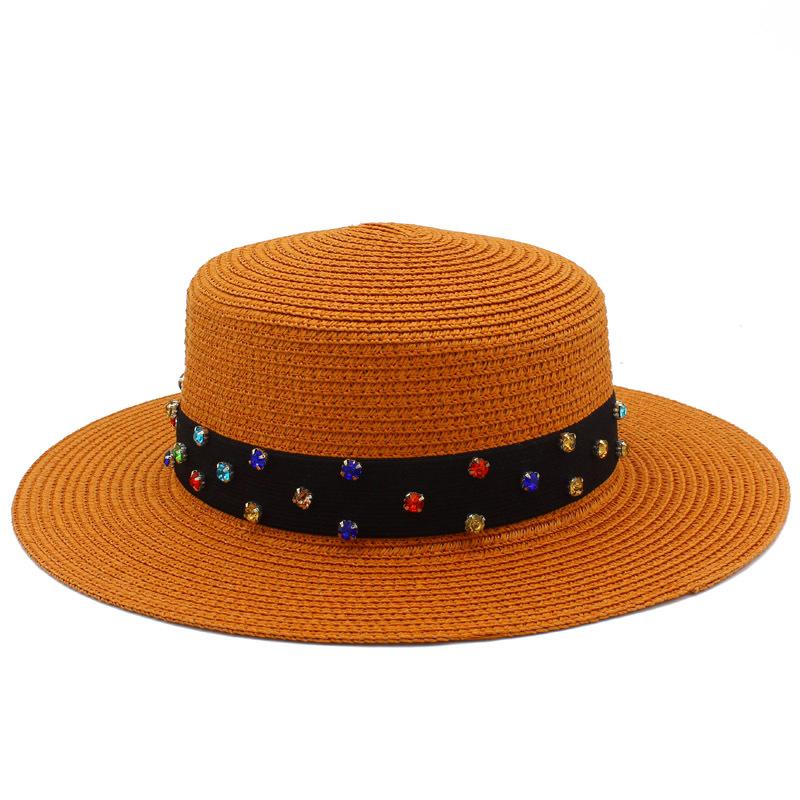 High-quality women's flat-top Panama straw hat summer explosion sunscreen top hat new hat stall