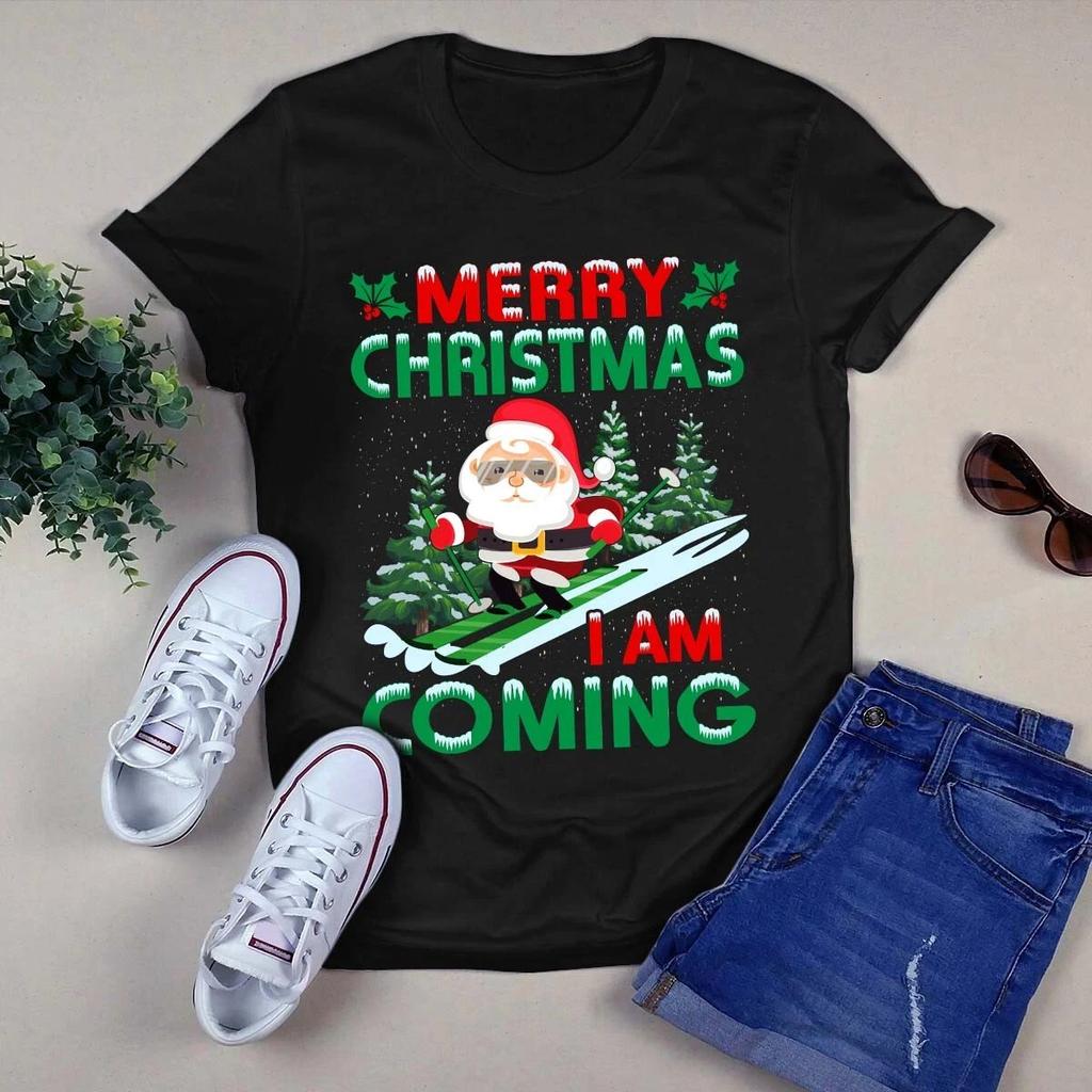 Joyeux Noël J'Arrive Père Noël Cadeau de Noël Drôle T-shirts Hommes et Femmes