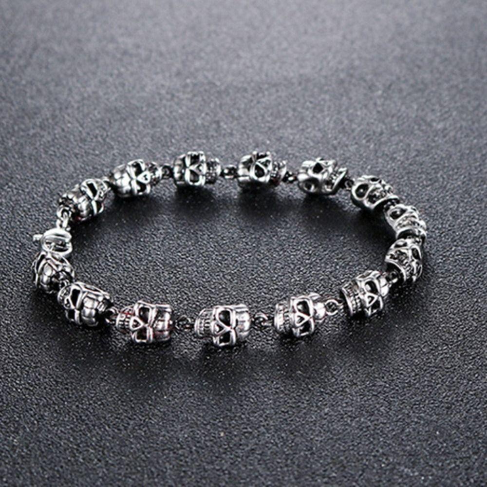 Jewelry Accessories Skull Beaded Bracelets Zinc Zinc Alloy Jewelry Accessories Punk Men Hand Ring  Gift