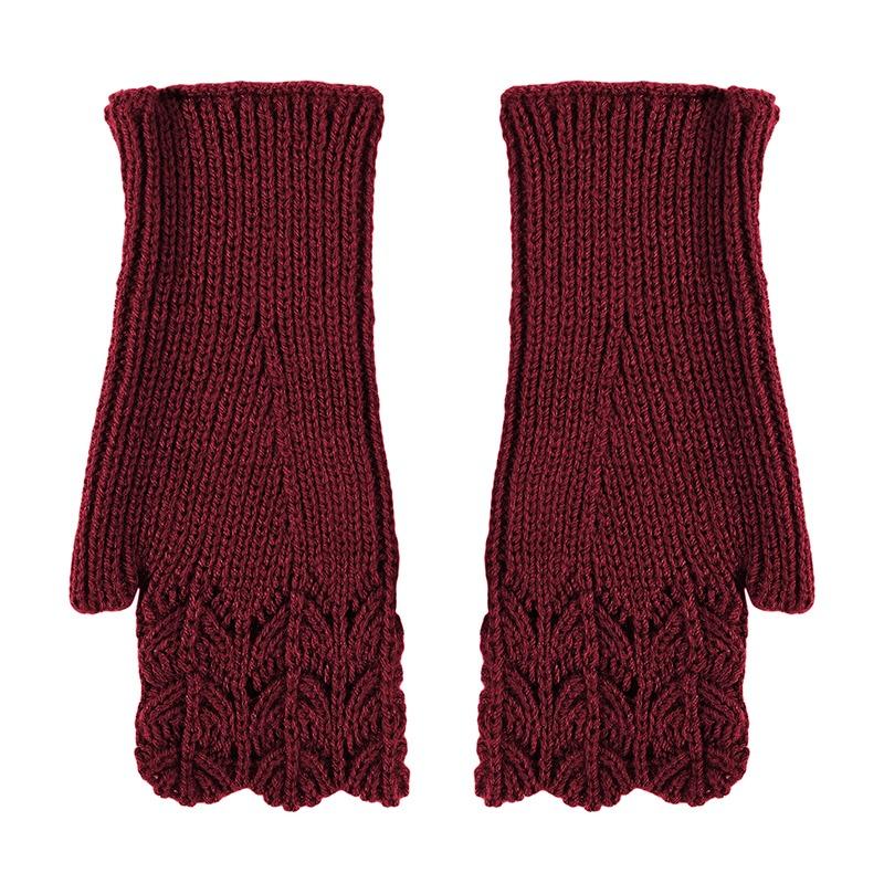 Autumn and Winter Women's Fashion All-match Knitted Warm Half Finger Gloves