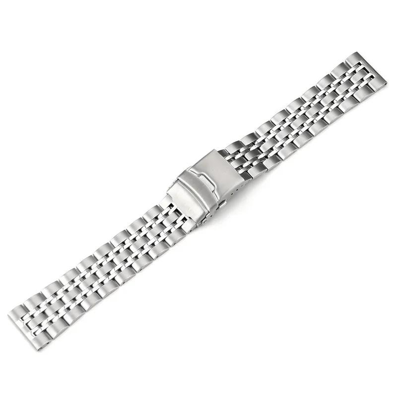 Сплошной браслет из нержавеющей стали 304L 18 мм 20 мм 22 мм для Tissot с системой быстрой замены, для Seiko, для Casio, металлический браслет 22mm серебряный