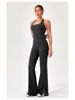 Women's Open Back Yoga Jumpsuit: Butt-Lifting Micro Flare Pants with Bare Feel Fit