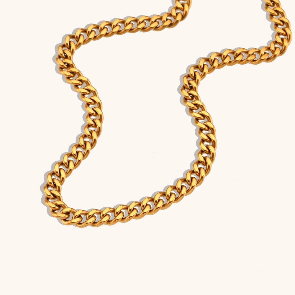 Punk Fashion Cuban Link Chain Necklaces Male Gold Color Stainless Steel Heavy Long Choker Chains For Men Vintage Jewelry Gift