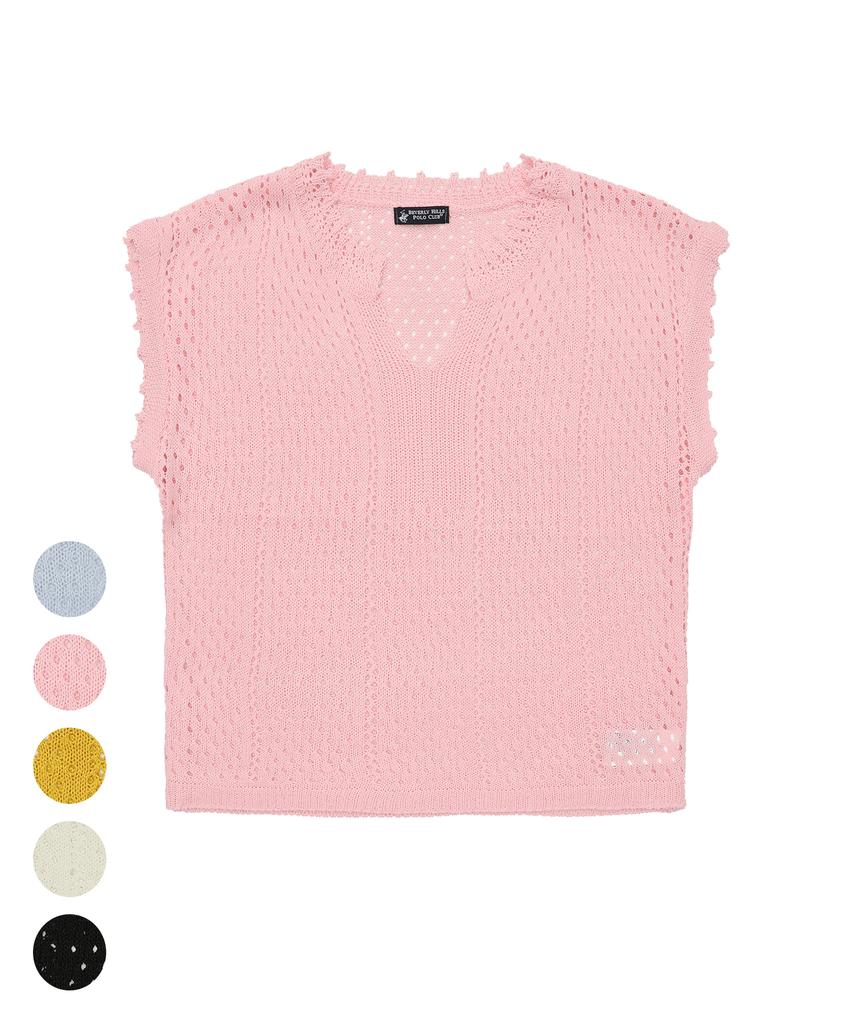 BHPOLOCLUB Women'S Summer Airhole Scallop Vintage Knit 5 Colors Tk104