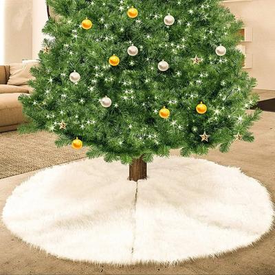 78/90/120CM Faux Fur Christmas Tree Skirts Plush Skirt Xmas Trees Skirts Base Cover for Merry Christmas Party Tree Decor Carpet