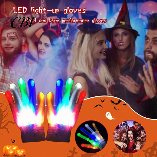 Nachtclub Rave Ausrüstung LED Leuchtende Handschuhe mit 6 Blinkmodi, Requisiten für Fotografie Leuchten Halloween Weihnachtsfeier, Konzert Festival Kostüm