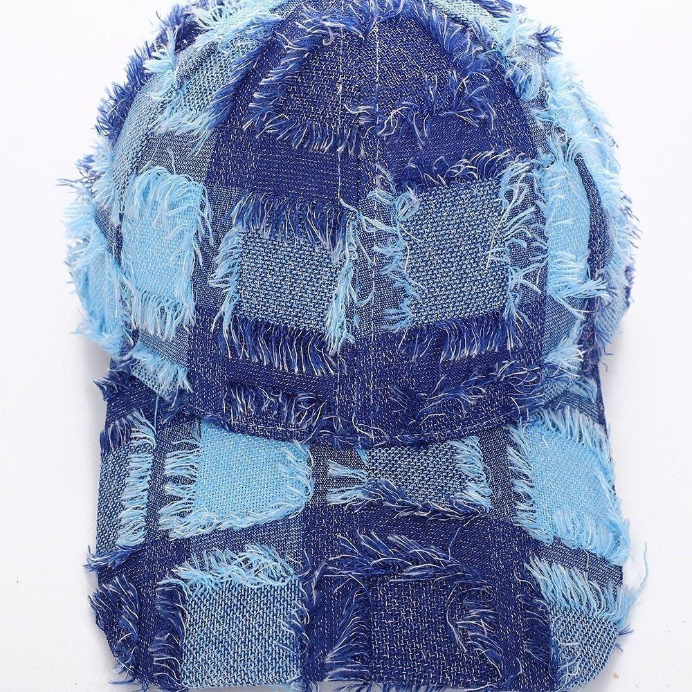 Frayed Edge Plaid Baseball Cap Adjustable Fit Sun Shading Cap Casual Baseball Hat  Daily Wear