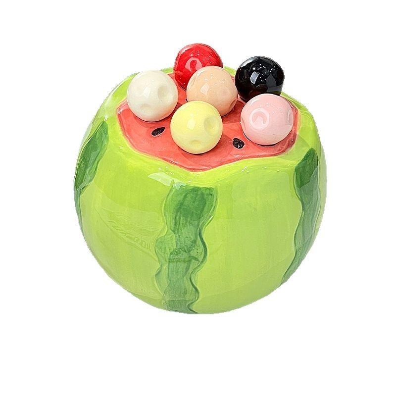 Watermelon Fruit Storage Container With Six Stainless Steel Forks For Children Gift