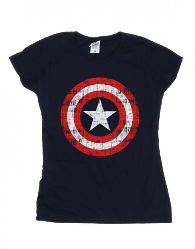 Marvel Damen/Damen Avengers Captain America Scratched Shield Baumwoll-T-Shirt