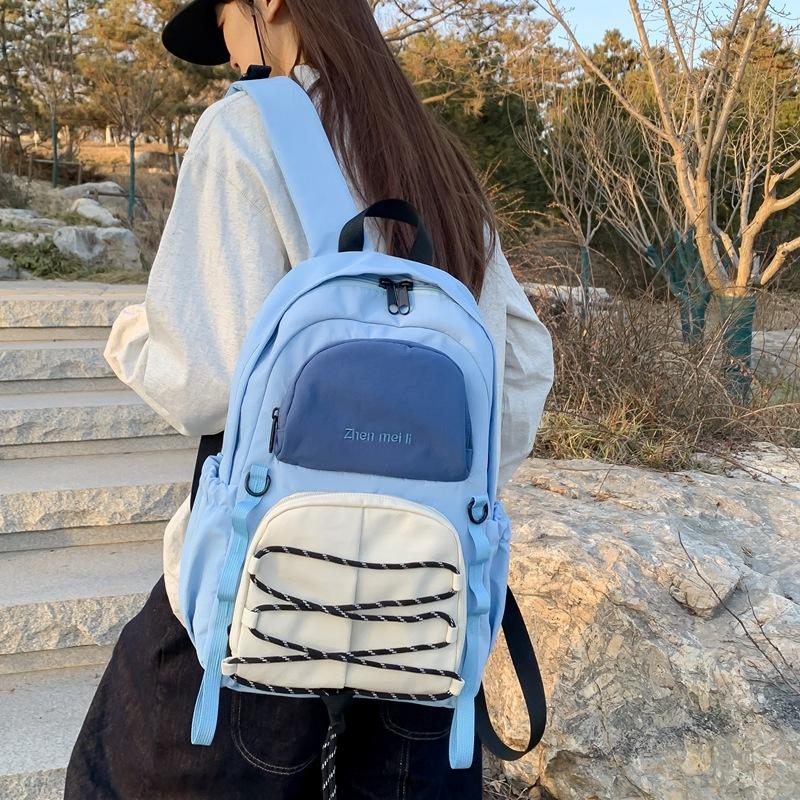 Schoolbag contrasting color outdoor sports mountaineering bag female 1011 new male college student commuting backpack light travel backpack tide