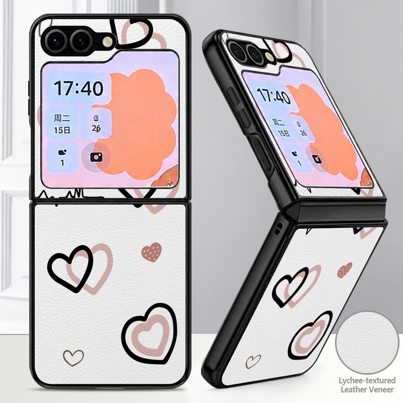 Cute Candy Love Heart Case For Samsung Galaxy Z Flip 8 7 6 5 Flip8 Flip7 Flip6 Luxury Leather Skin Hard Folding Phone Cover
