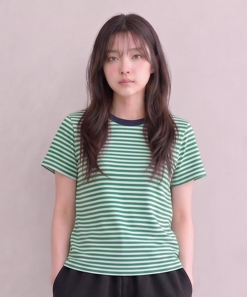 ADERNM Slub Stripe Crop T Green