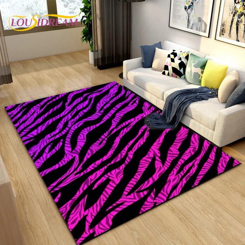 Tapis de Zone Grand Série Couleur 3D Motif Zèbre, Tapis pour Salon Chambre Cuisine Décoration Paillasson, Tapis de Sol Antidérapant