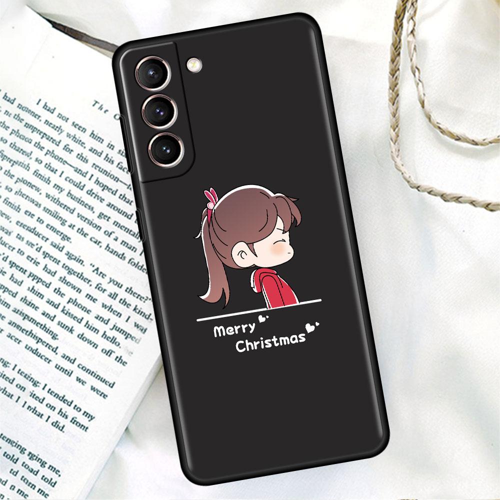 Phone Black Soft Case For Samsung Galaxy S22 S21 S20 Ultra FE S9 S8 S10 Plus Note 20 10 9 Fundas Cover Merry Christmas In Winter
