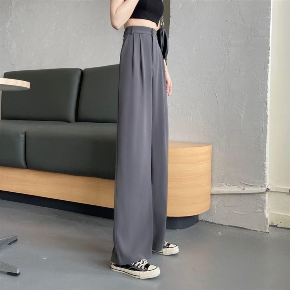 Loose Wide Leg Pants Women Office High Waist Pants Ins Baggy Suit Pants  Business