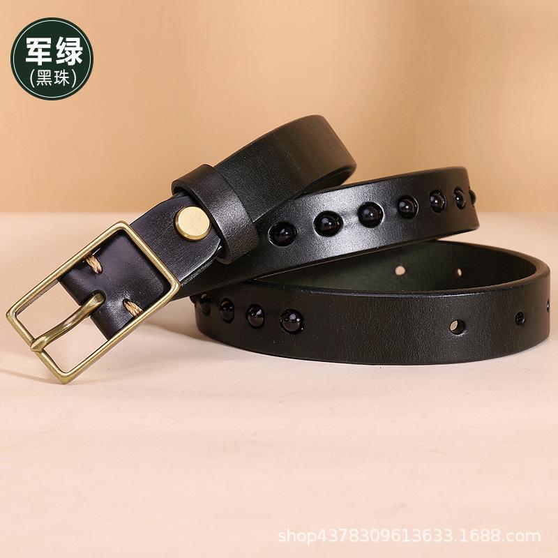 Women's Belt Women's Ins Style Fashion All-Match Trendy BF Style Retro Practical Leather Pin Buckle with Jeans Belt