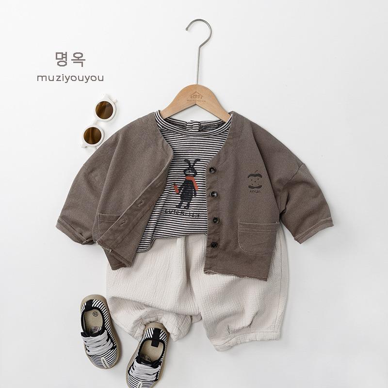 Korean Style Casual Long Sleeve Outerwear Jacket For Unisex Boys And Girls Kids