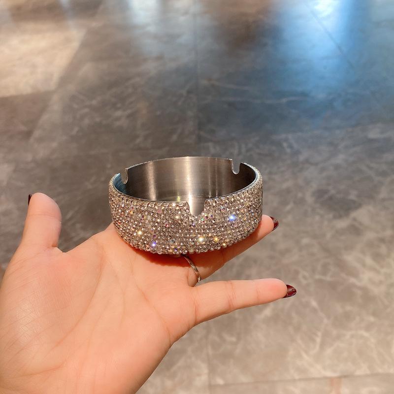 Elegant Rhinestone Glass Ashtray - Perfect for Home or Office