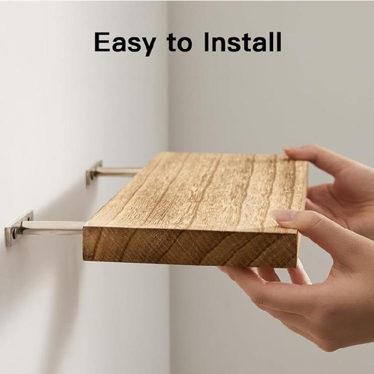 2 Stück Naturholz Wandregale Schweberegal 10kg Tragkraft Einfache Montage Hellbraunes Finish für Küchen- Bürodekorationen