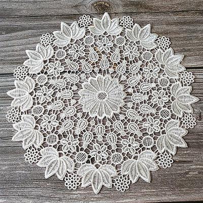 1PC Lace Round White Embroidery Table Place Mat Dining Pad Cloth Drink Placemat Cup Mug Dinner Tea Coaster Glass Doily Kitchen