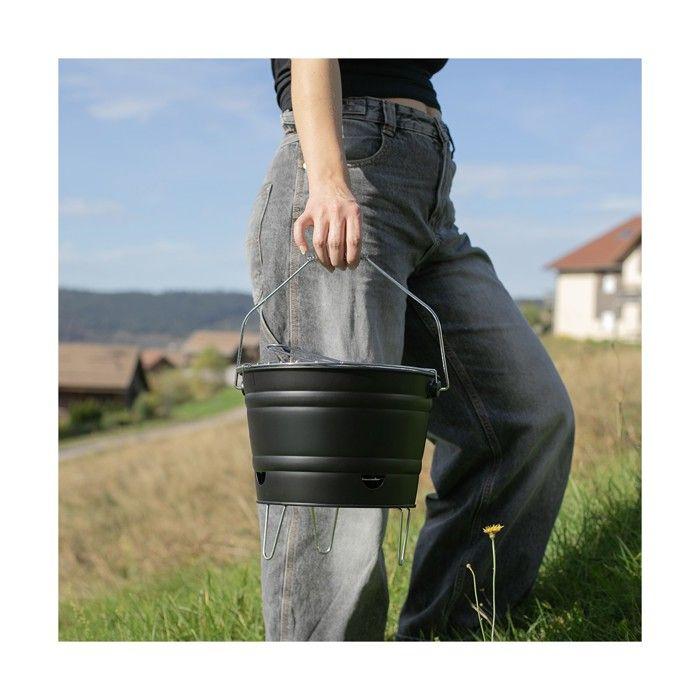 Barbecue À Charbon Portable - LIVOO - DOC327N - Ø27 Cm - Grille En Acier Chromé - Hauteur 24 Cm - Pieds Pliables - Poignées