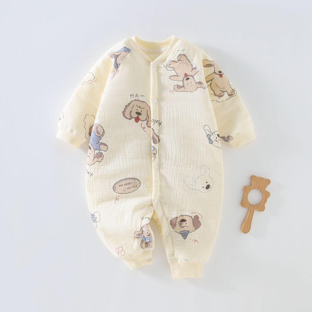 Pure Cotton Gauze Autumn/Winter Jumpsuit for Toddlers - Universal Newborn Warm Thin Cotton, Thickened Crawling Clothes